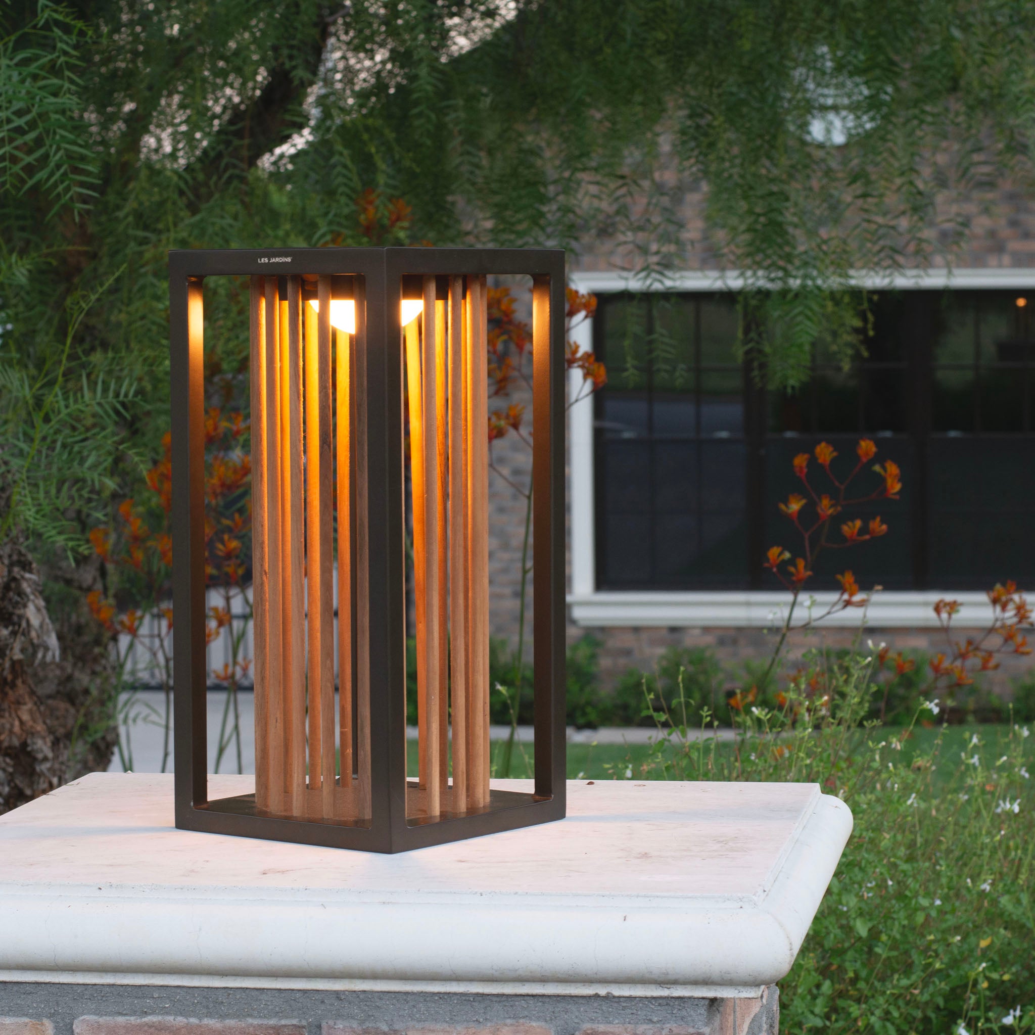 Inka solar lantern with ykary bulb lighting up outdoor garden
