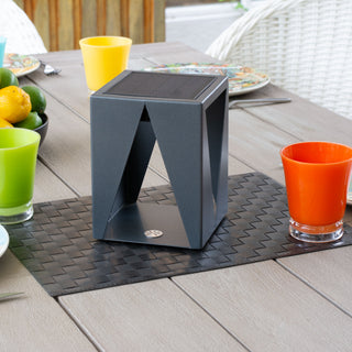 Teatree table light graphite finish on outdoor dining table