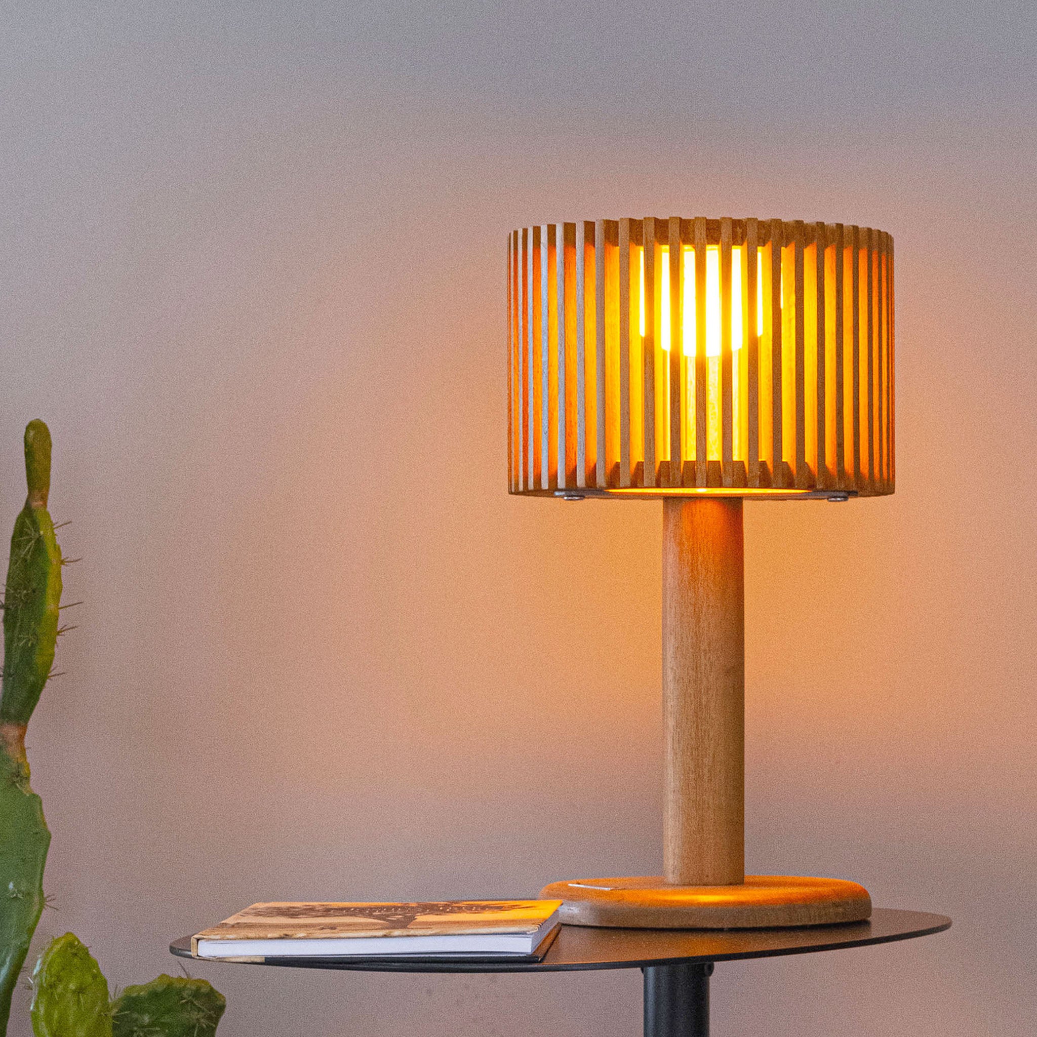 Pixy table light weathered teak with ykary bulb