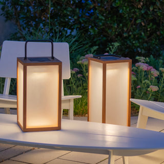 2 High efficiency tradition lantern teak  illuminating backyard table chairs and garden
