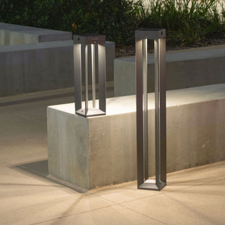 Faro small and large in graphite finish lighting up bench outdoor