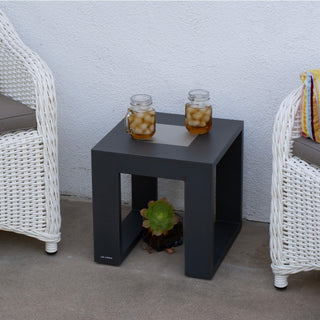 Rancho side table graphite day time photo