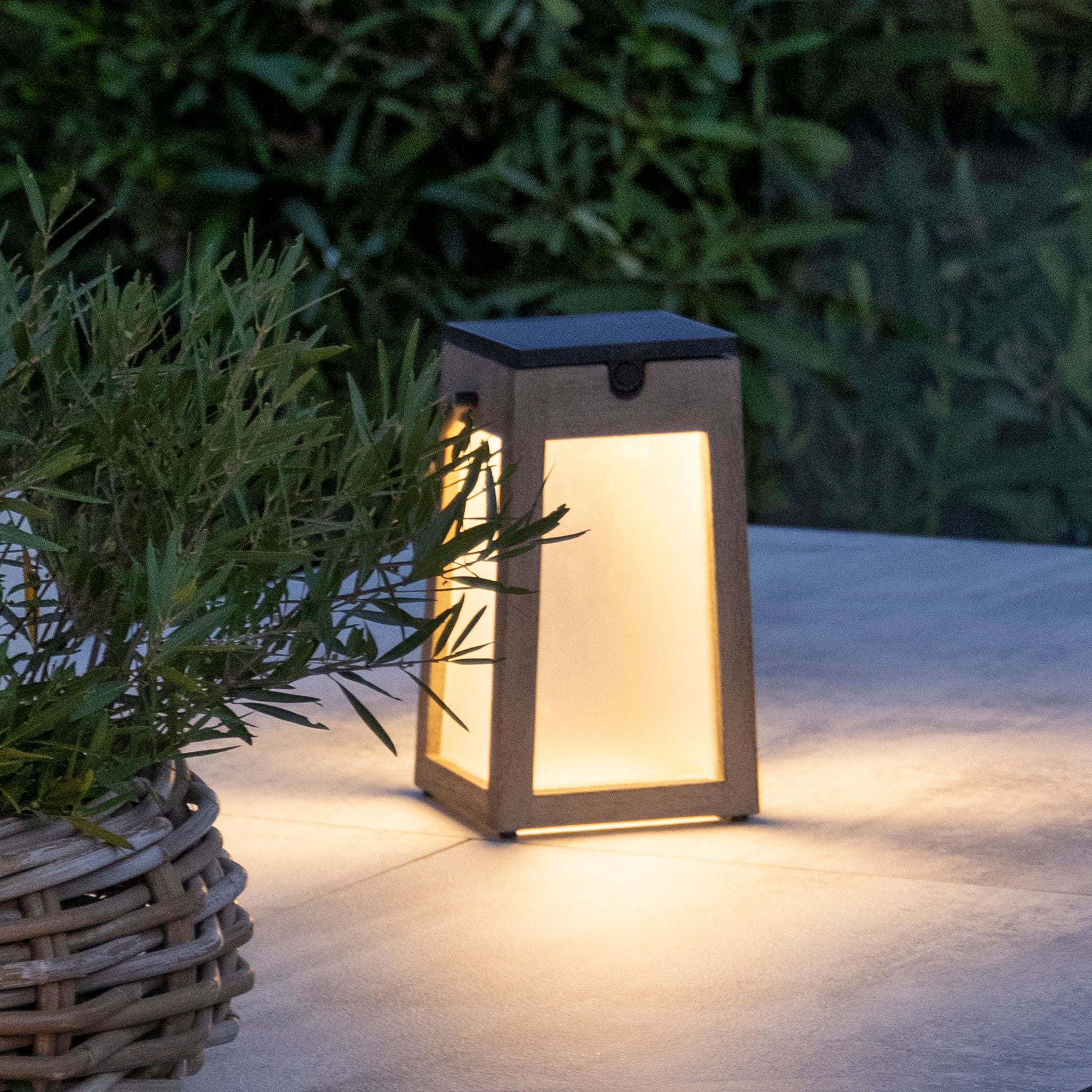 Tecka solar lantern on table light up 