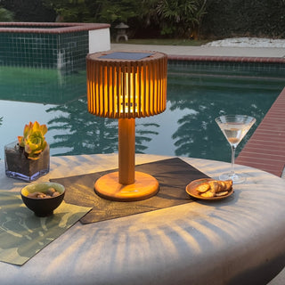 Pixy table light teak outdoor light up pool area
