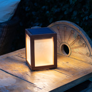 Tradition table lamp teak light up outdoor patio