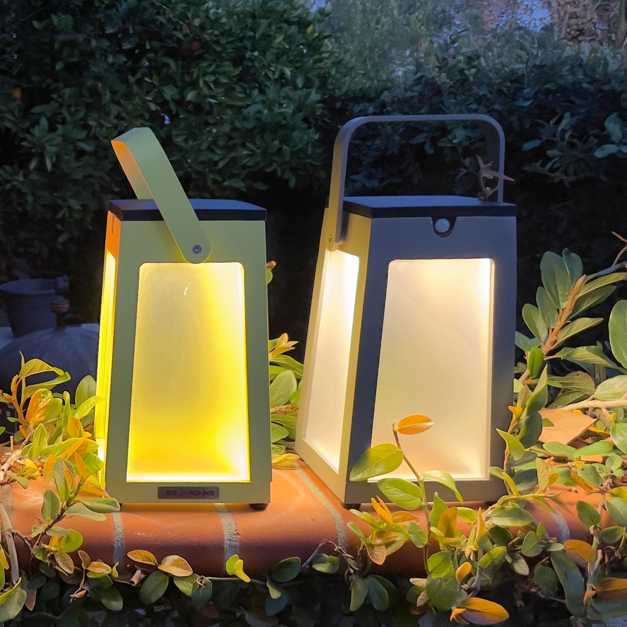 Tinka solar lantern lime and taupe finish light up garden