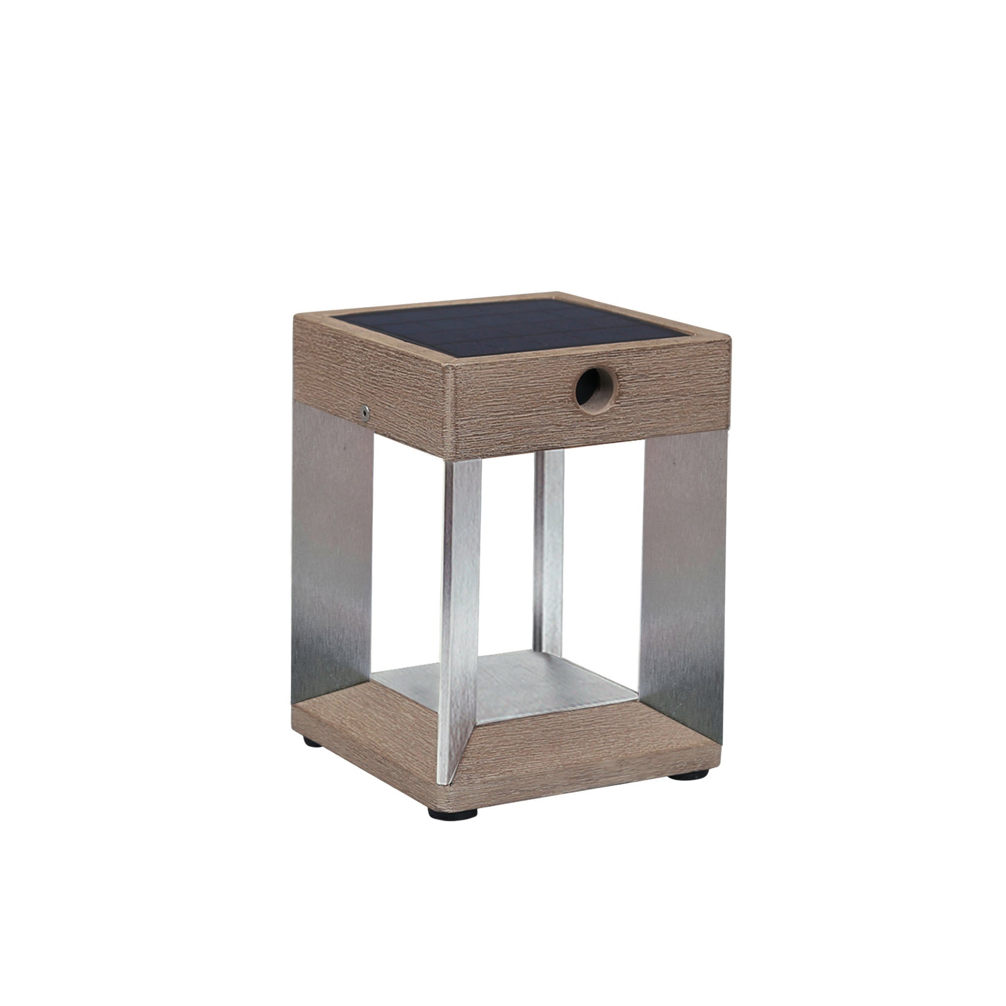 Blade table light in anodized aluminum weathered teak