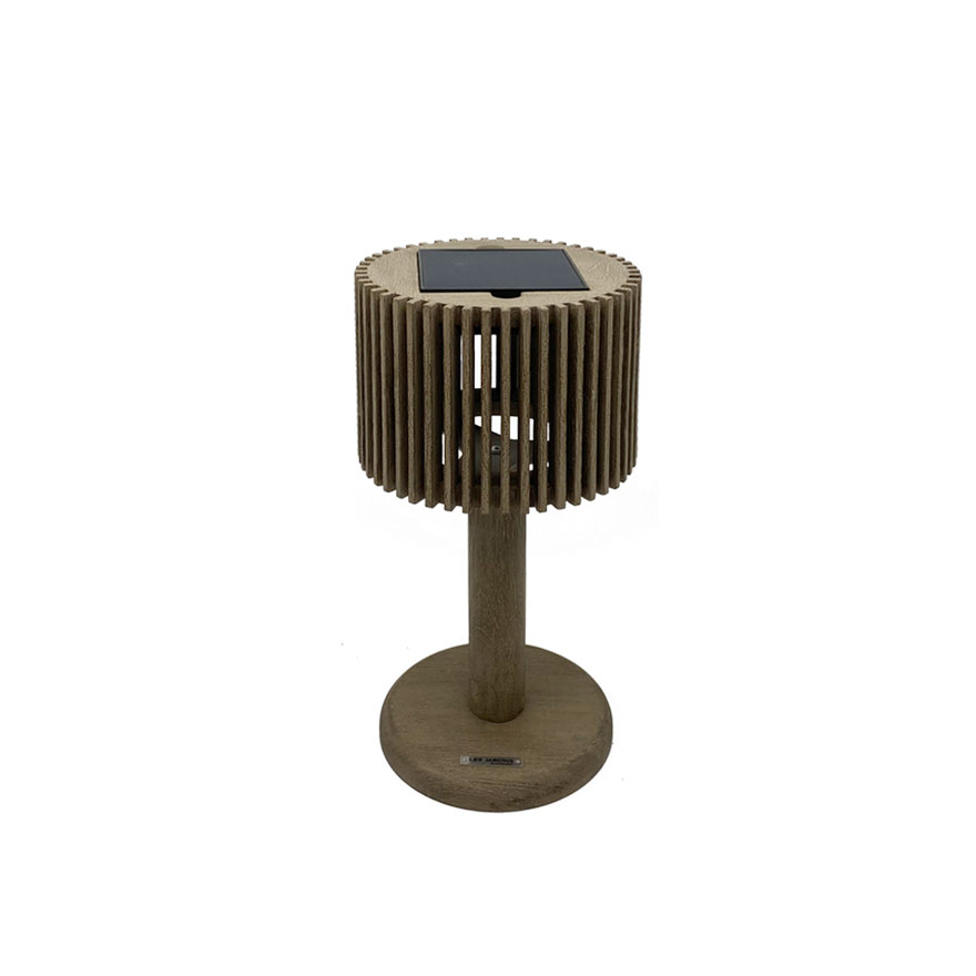 Pixy table lamp in weathered teak finish